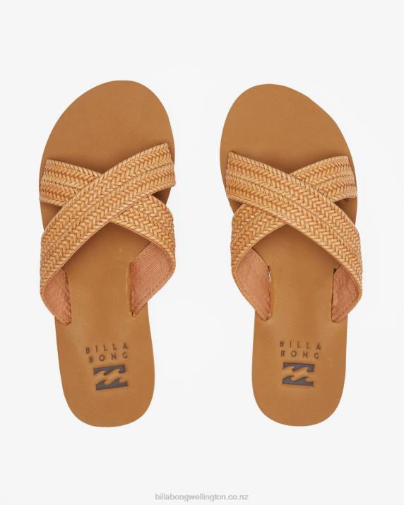 Women Tan Billabong Avery Slider Sandals 80P82498