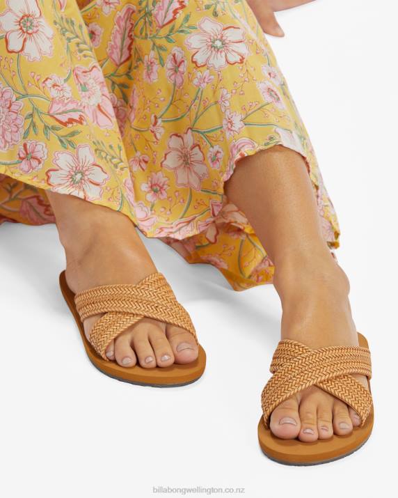 Women Tan Billabong Avery Slider Sandals 80P82498