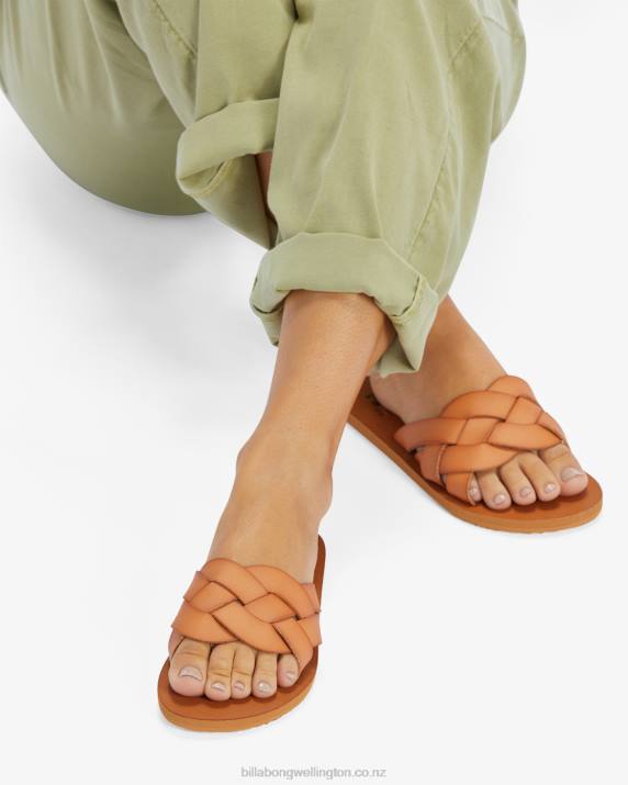 Women Tan Billabong Lana Slider Sandals 80P82510