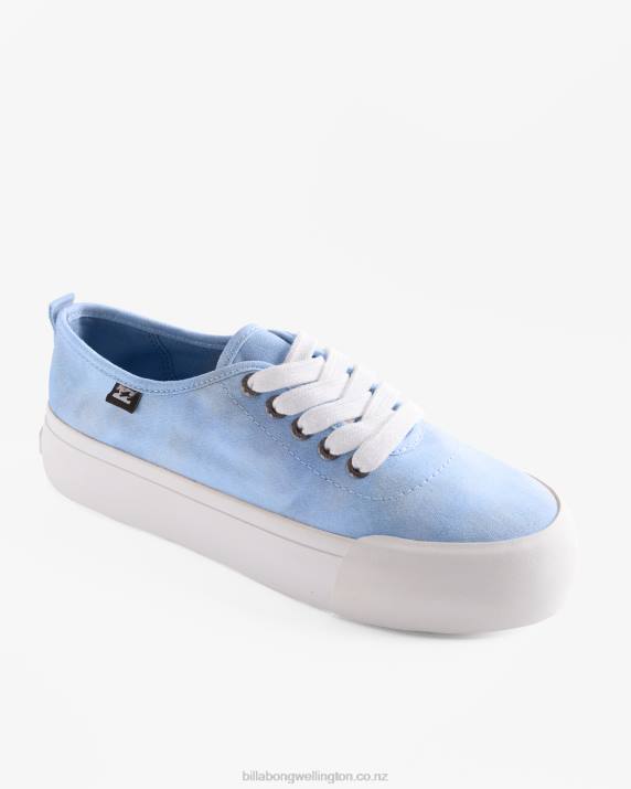 Women Bliss Blue Billabong Puebla Canvas Platform Shoes 80P82504