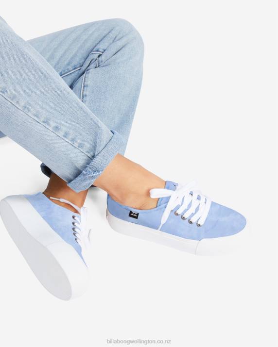 Women Bliss Blue Billabong Puebla Canvas Platform Shoes 80P82504
