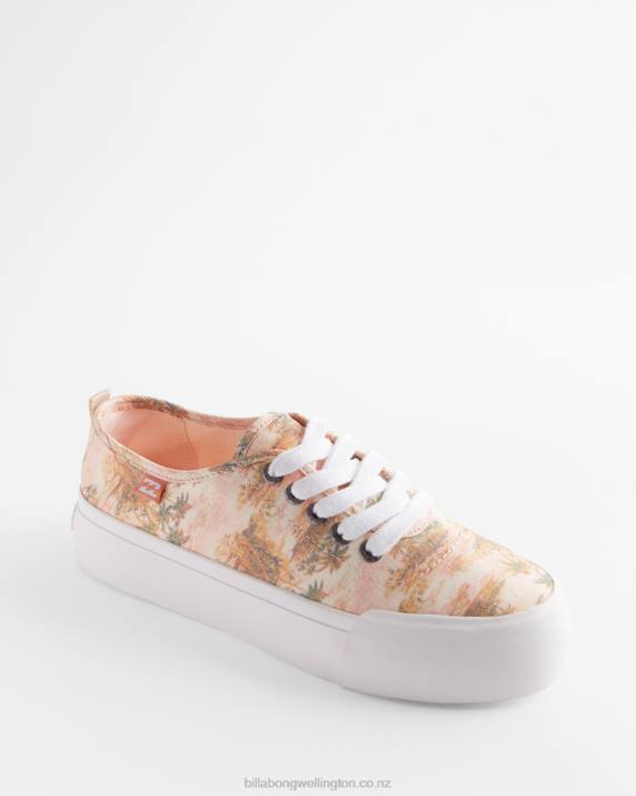 Women Buttermilk Billabong Puebla Canvas Platform Shoes 80P82505
