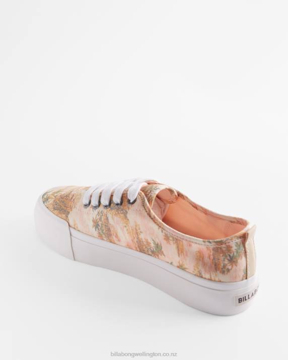 Women Buttermilk Billabong Puebla Canvas Platform Shoes 80P82505