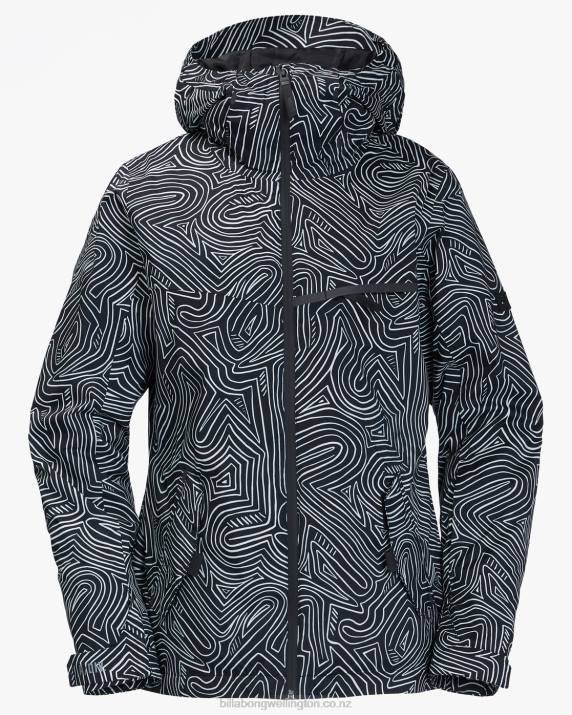 Women Black Multi Billabong A/Div Eclipse 15K Insulated Snow Jacket 80P82561