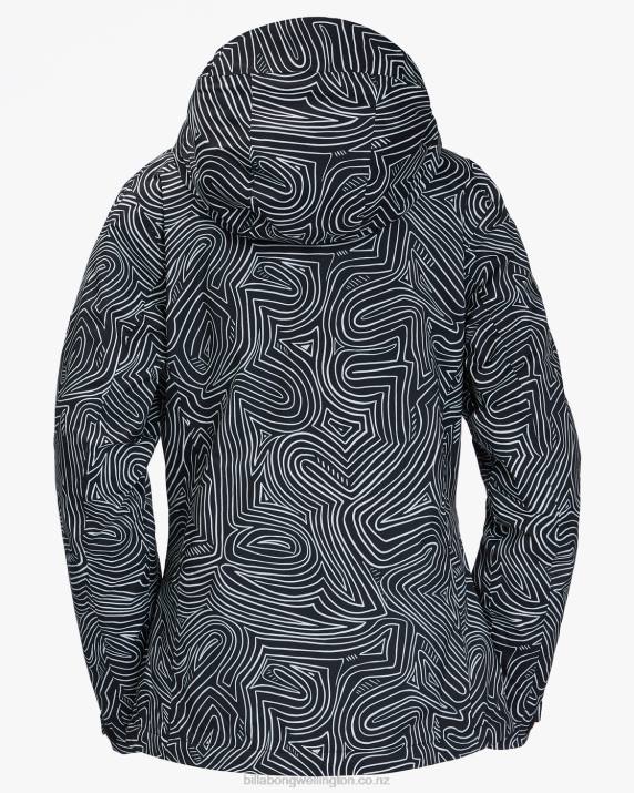 Women Black Multi Billabong A/Div Eclipse 15K Insulated Snow Jacket 80P82561