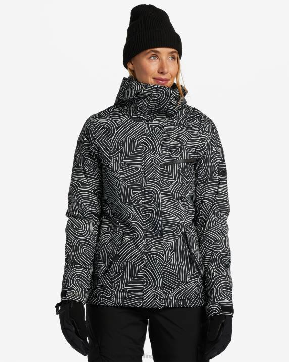 Women Black Multi Billabong A/Div Eclipse 15K Insulated Snow Jacket 80P82561