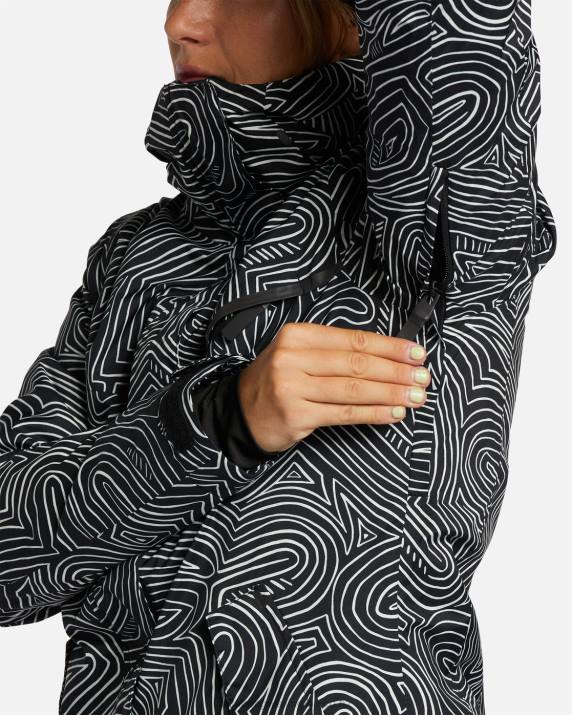 Women Black Multi Billabong A/Div Eclipse 15K Insulated Snow Jacket 80P82561