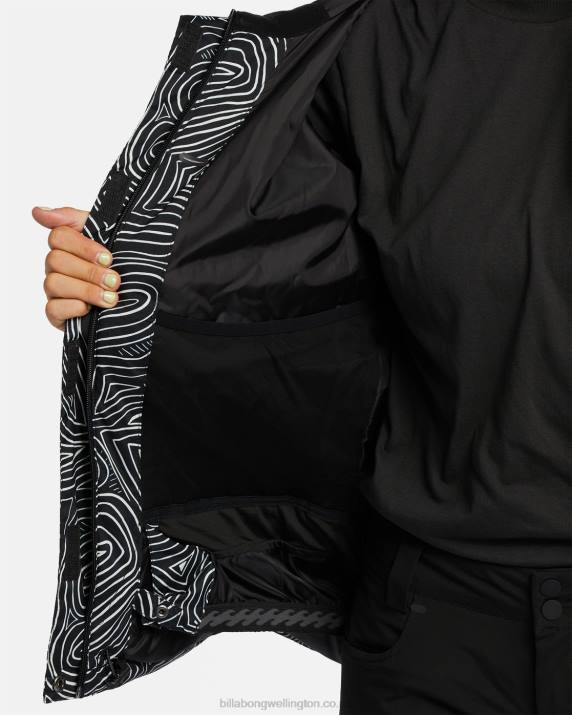 Women Black Multi Billabong A/Div Eclipse 15K Insulated Snow Jacket 80P82561