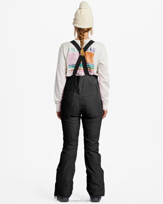 Women Black Billabong A/Div Riva 10K Insulated Bib Snow Pants 80P82563