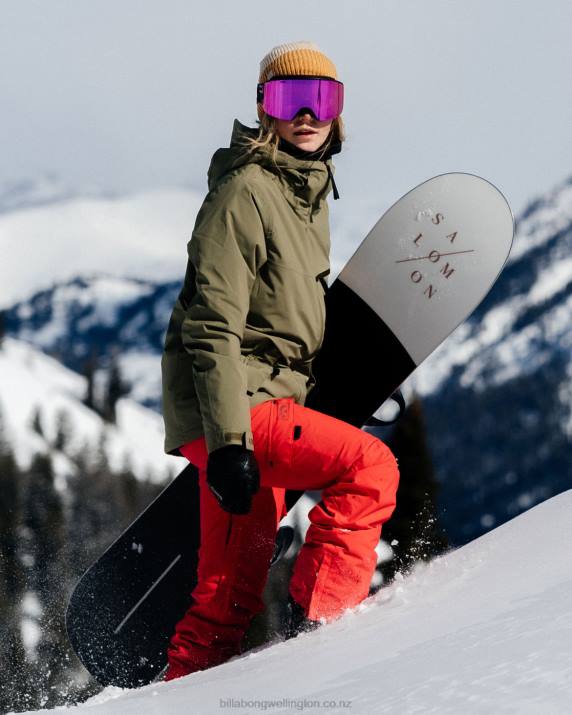 Women Fire Red Billabong Nela Insulated Snow Pants 80P82564
