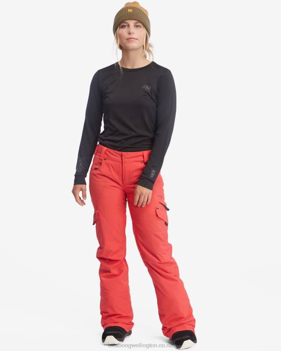 Women Fire Red Billabong Nela Insulated Snow Pants 80P82564