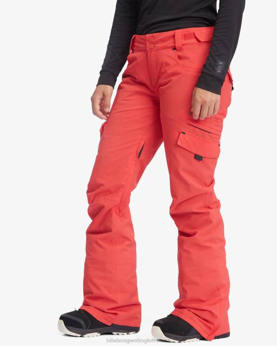 Women Fire Red Billabong Nela Insulated Snow Pants 80P82564