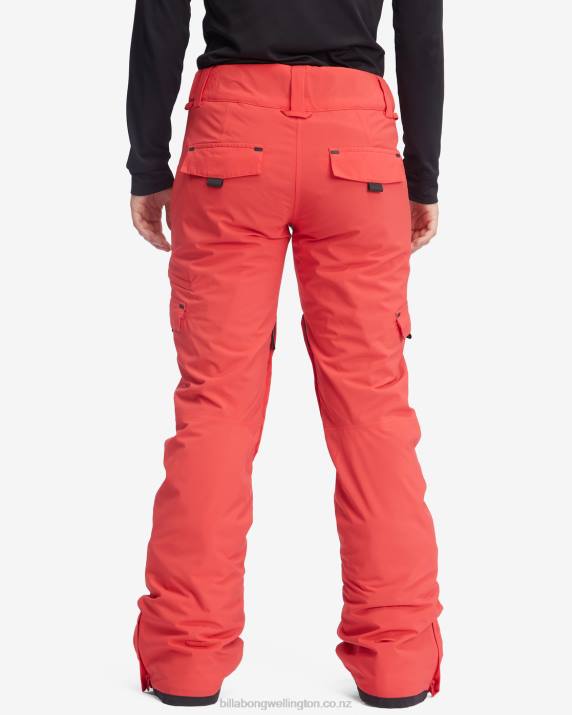 Women Fire Red Billabong Nela Insulated Snow Pants 80P82564