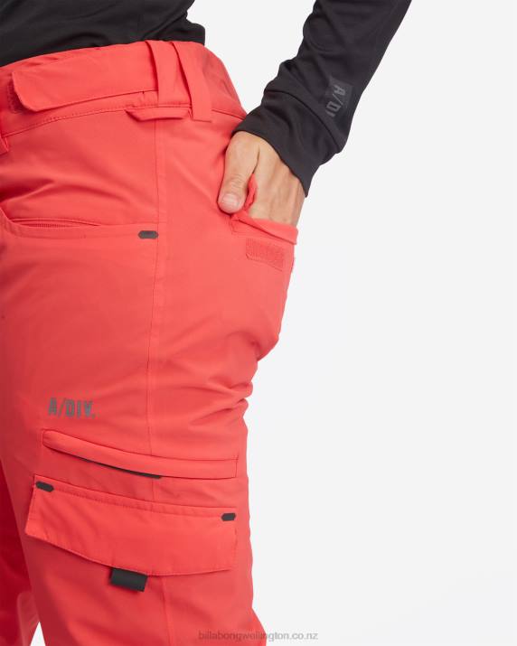Women Fire Red Billabong Nela Insulated Snow Pants 80P82564