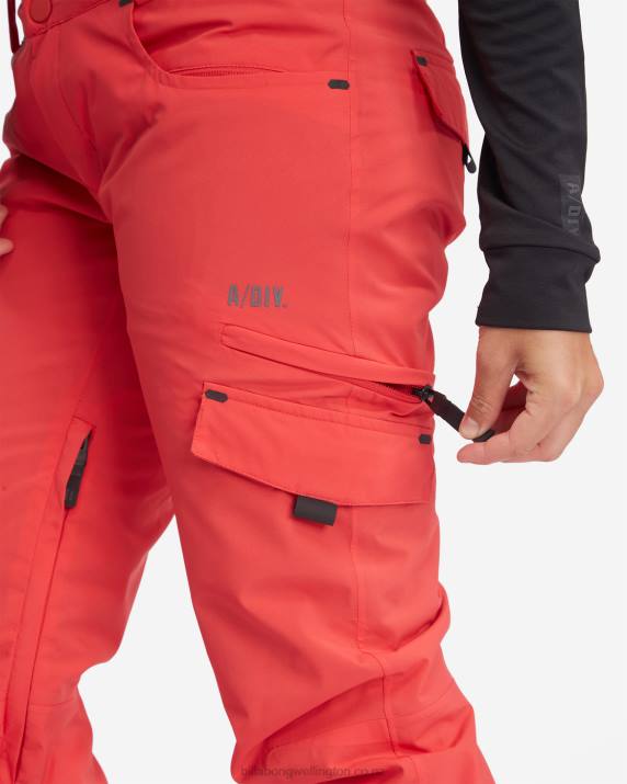 Women Fire Red Billabong Nela Insulated Snow Pants 80P82564