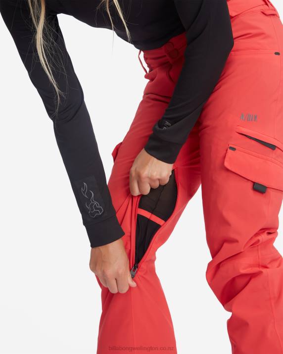 Women Fire Red Billabong Nela Insulated Snow Pants 80P82564