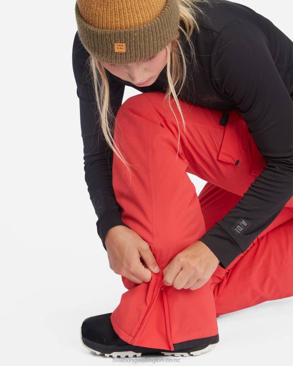 Women Fire Red Billabong Nela Insulated Snow Pants 80P82564