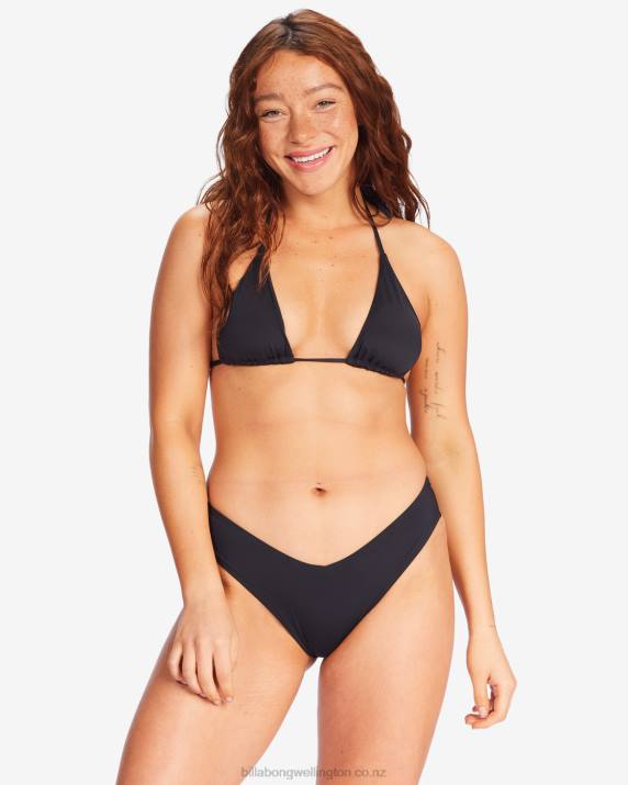 Women Black Pebble Billabong Sol Searcher Fiji Bikini Bottoms 80P81317