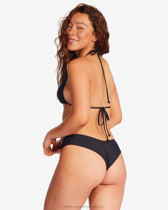 Women Black Pebble Billabong Sol Searcher Fiji Bikini Bottoms 80P81317