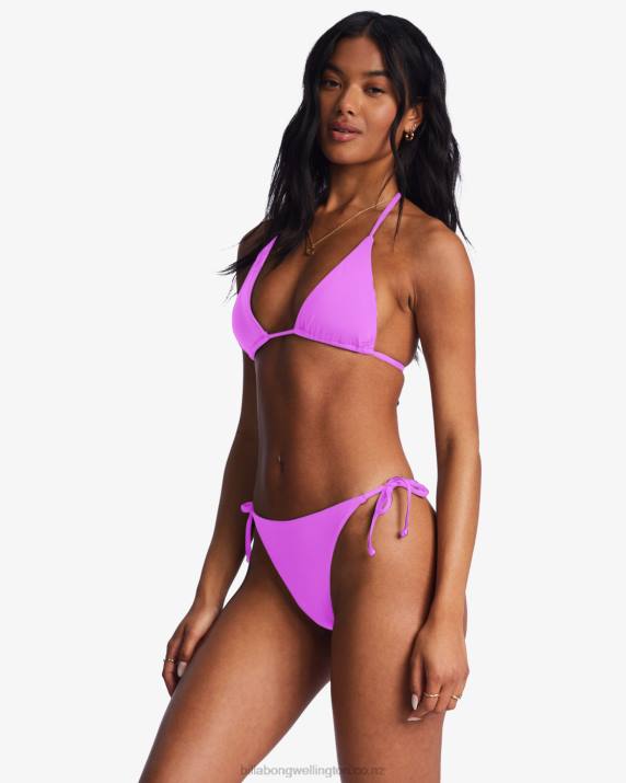 Women Bright Orchid Billabong Sol Searcher Tie-Side Tanga Bikini Bottoms 80P81504