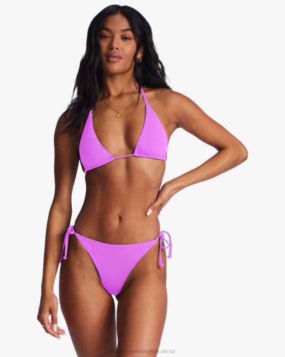 Women Bright Orchid Billabong Sol Searcher Tie-Side Tanga Bikini Bottoms 80P81504