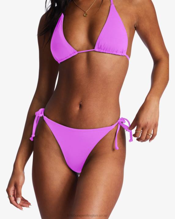 Women Bright Orchid Billabong Sol Searcher Tie-Side Tanga Bikini Bottoms 80P81504