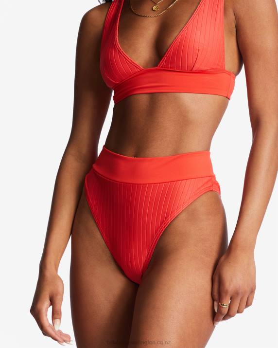 Women Bright Poppy Billabong Lined Up Rise Bikini Bottoms 80P81483
