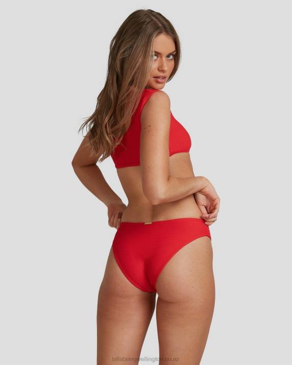 Women Fiesta Red Billabong Lovedays Bondi Bikini Bottoms - Steph Claire Smith 80P81748