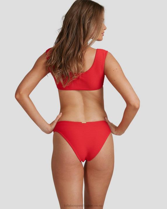 Women Fiesta Red Billabong Lovedays Bondi Bikini Bottoms - Steph Claire Smith 80P81748