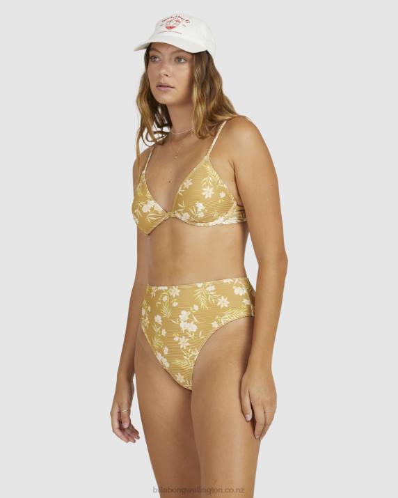 Women Mustard Gold Billabong Piccolo Hi-Rise Maui Rider Bikini Bottoms 80P81516