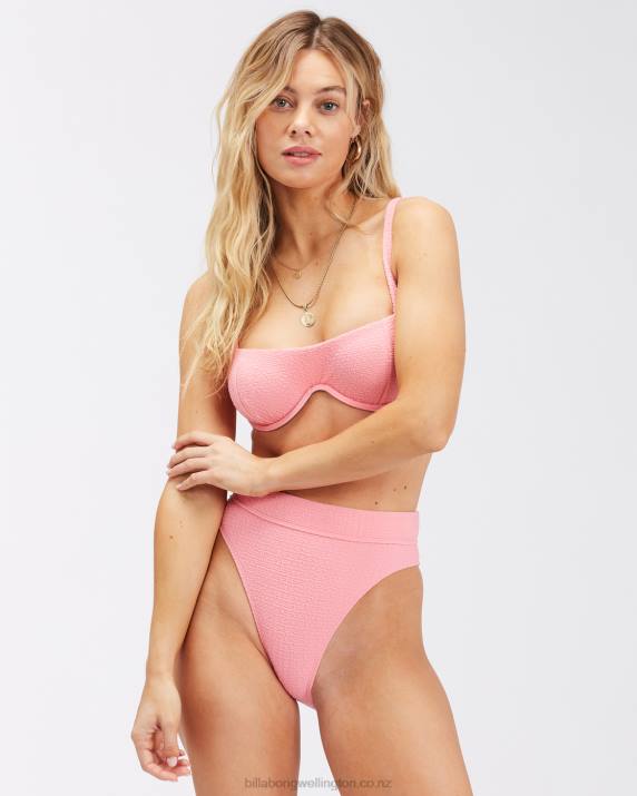 Women Pink Sunset Billabong So Dazed Maui Rider High-Waisted Bikini Bottoms 80P81678