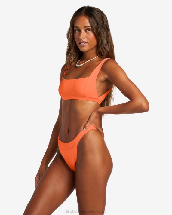 Women Poppin Peach Billabong Lined Up Banded Hike Bikini Bottoms 80P81234