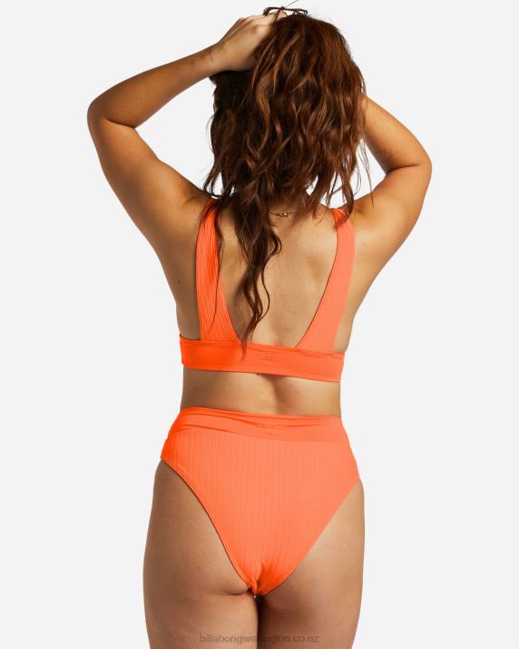 Women Poppin Peach Billabong Lined Up Rise Bikini Bottoms 80P81232