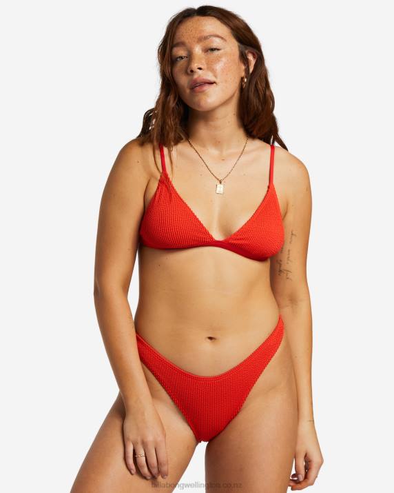 Women Red Aloha Billabong Summer High Hike Bikini Bottoms 80P81251