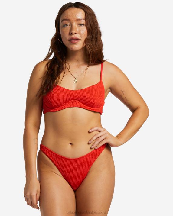 Women Red Aloha Billabong Summer High Tropic Bikini Bottoms 80P81253