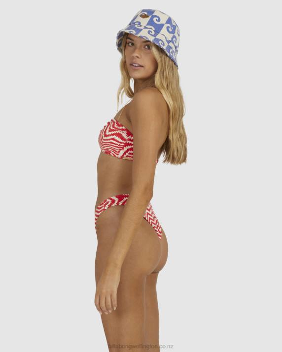 Women Red Billabong Vibration Hike Skimpy Bikini Bottoms 80P81514