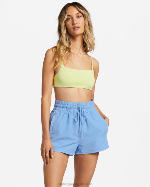 Women Summer Sky Billabong Sol Searcher New Elastic Waist Swim Shorts 80P81330