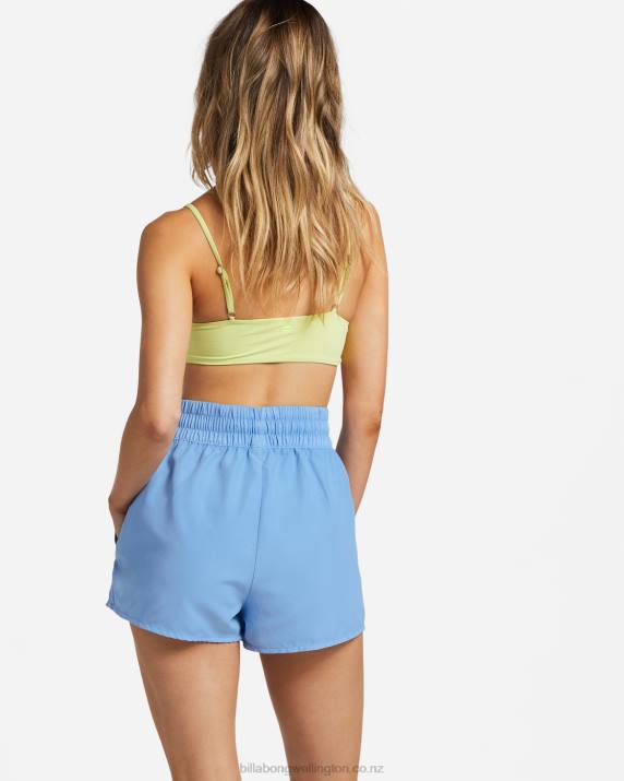 Women Summer Sky Billabong Sol Searcher New Elastic Waist Swim Shorts 80P81330