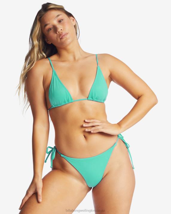 Women Tropical Green Billabong Sol Searcher Tie-Side Tanga Bikini Bottoms 80P81630