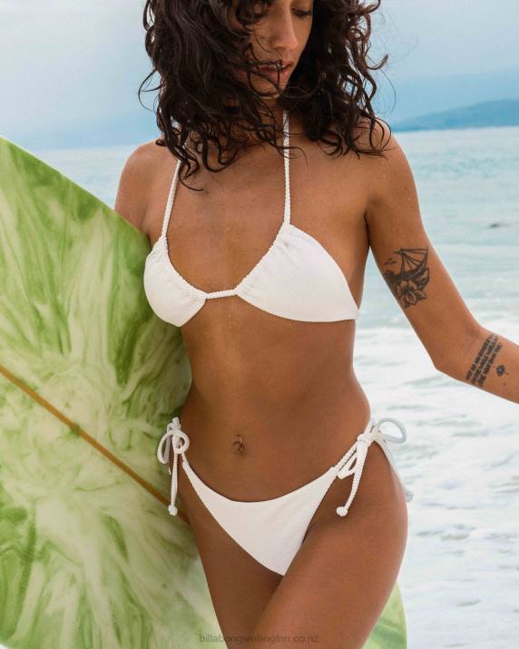 Women White Billabong Tanlines Tie Side Tanga Bikini Bottoms 80P81302