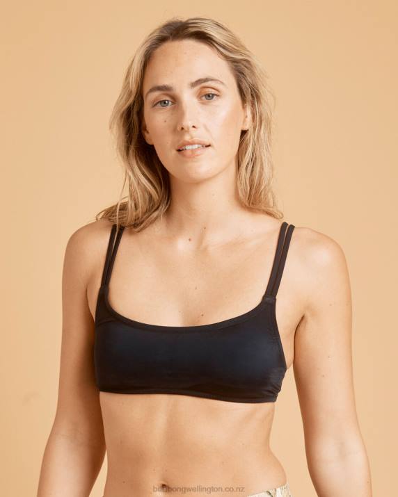 Women Black Billabong A/Div Strappy Bralette Bikini Top 80P81644