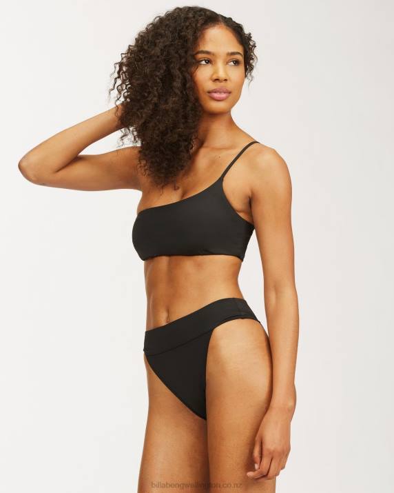 Women Black Pebble Billabong Sol Searcher One Shoulder Bikini Top 80P81742