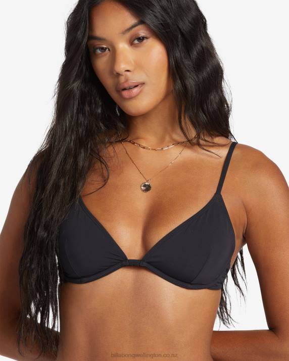 Women Black Pebble Billabong Sol Searcher Reese Underwire Bikini Top 80P81321