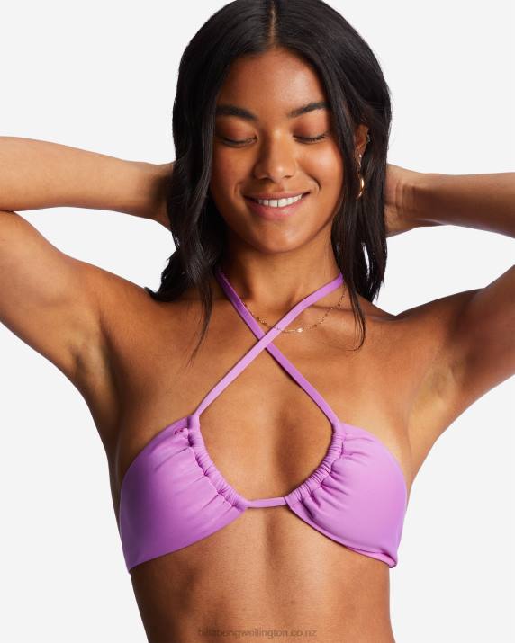 Women Bright Orchid Billabong Sol Searcher Multi-Way Triangle Bikini Top 80P81307