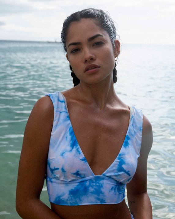 Women Classic Blue Billabong Bleached Blue Plunge Bikini Top 80P81569