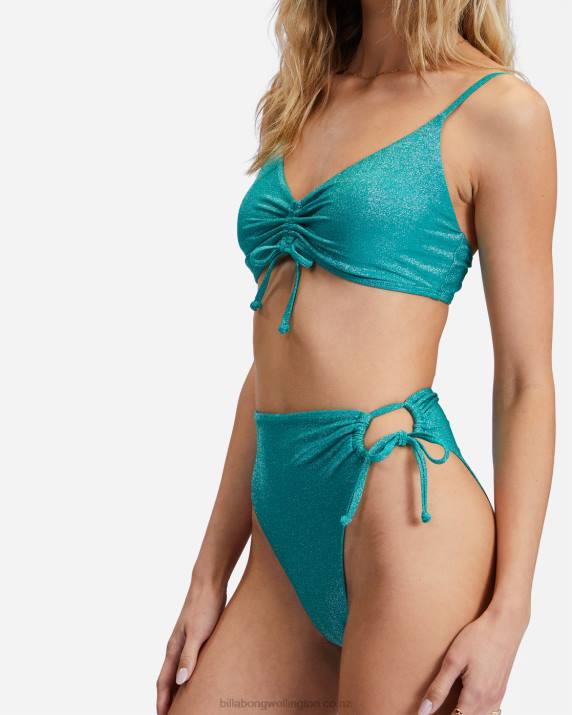 Women Emerald Billabong Shimmer Ruched Tali Bikini Top 80P81738