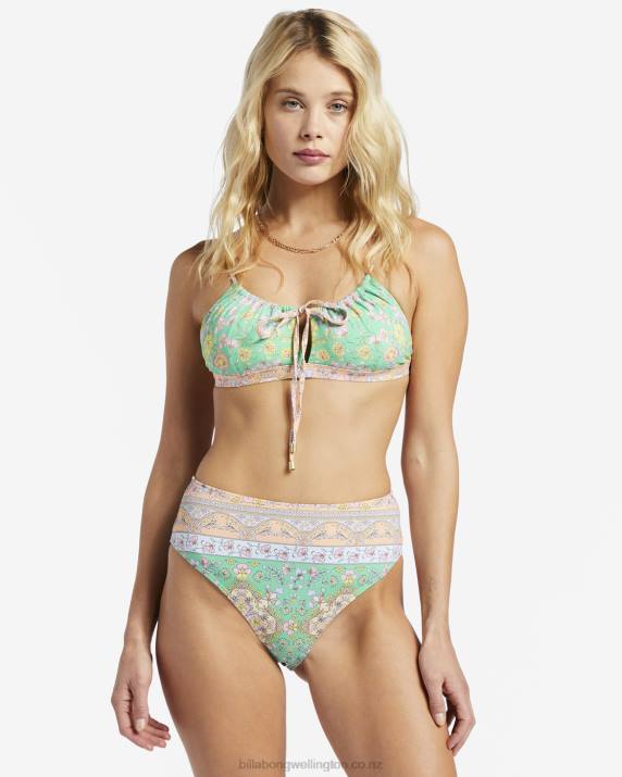 Women Green Billabong La Mer Coco Bralette Bikini Top 80P81350