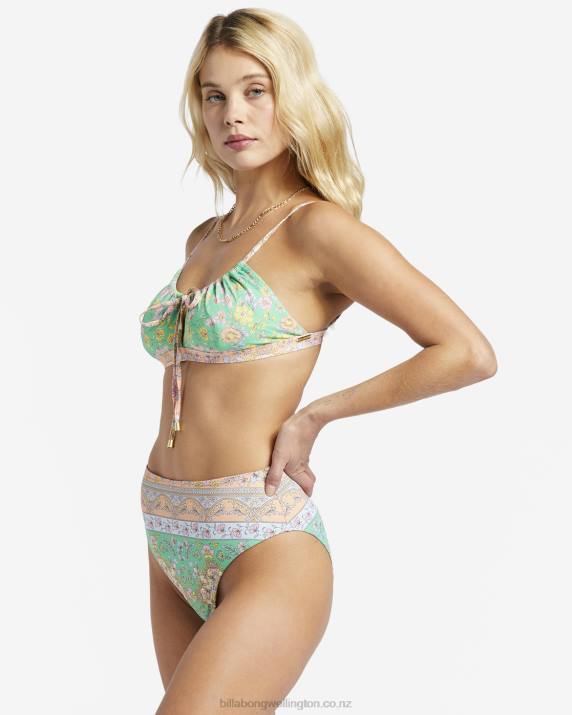 Women Green Billabong La Mer Coco Bralette Bikini Top 80P81350