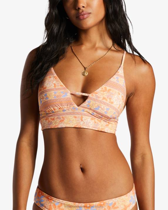 Women Light Melon Billabong Fine By Me Reversible V-Neck Bikini Top 80P81381