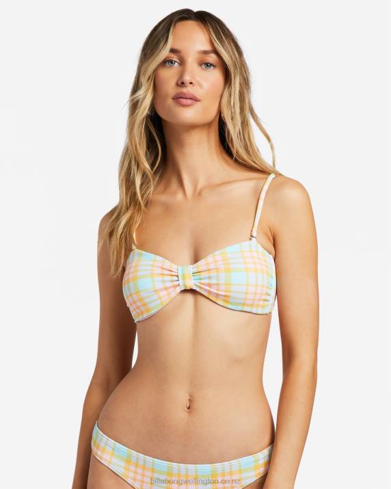 Women Multi Billabong Check Please Bandeau Bikini Top 80P81172